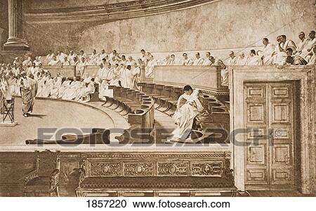 Stock Image - Cicero And Catiline In The Roman Senate, From The Book The Outline Of History By H. G. Wells Volume 1, Published 1920.. Fotosearch