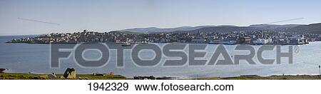 Stock Photo - City Along The Coast; Lerwick Shetland Scotland. Fotosearch