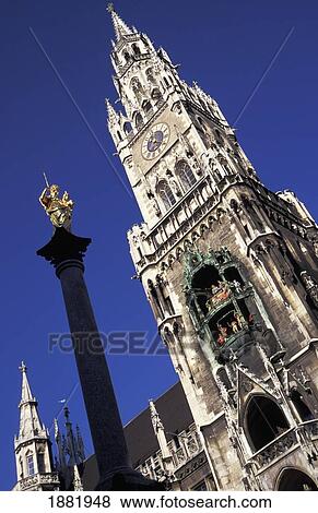 Stock Photo - City Hall And Statue. Fotosearch