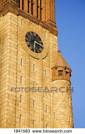Stock Image - City Hall Clock Tower; Albany, New York, Usa. Fotosearch