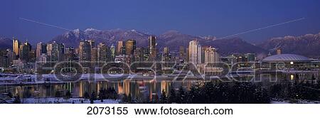 Stock Photography - City Skyline, North Shore Mtns, False Creek, Vancouver, Bc. Fotosearch