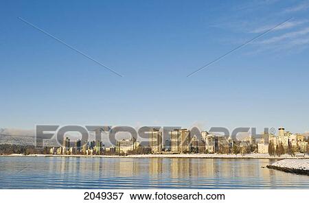 Stock Photo - City Skyline Seen From Across The English Bay, Vancouver, British Columbia. Fotosearch