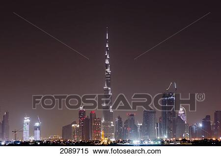 Stock Photography - Cityscape At Dusk, Dubai, Uae. Fotosearch