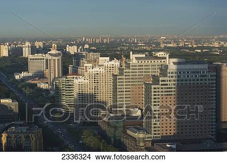 Picture - Cityscape Of Beijing And A Busy Road; Beijing, China. Fotosearch