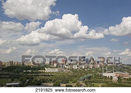 Stock Photography - Cityscape Of Edmonton With Blue Sky And Cloud; Edmonton Alberta Canada. Fotosearch