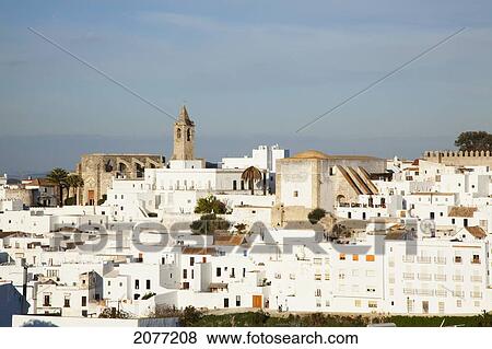 Cityscape Of White And Brown Buildings; Vejer De La Frontera Andalusia Spain View Large Photo Image Stock Photo - Cityscape Of White And Brown Buildings; Vejer De La Frontera Andalusia Spain. Fotosearch