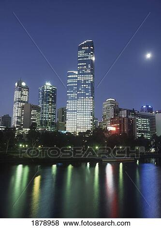 Cityscape With Yarra River At Dusk View Large Photo Image Stock Photo - Cityscape With Yarra River At Dusk. Fotosearch