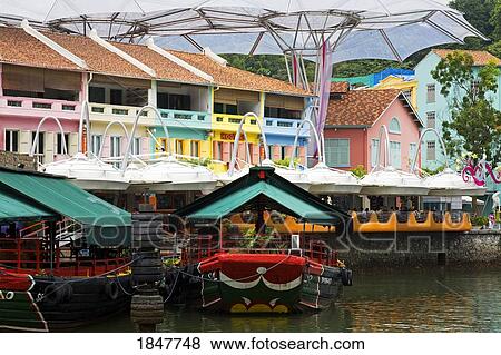 Stock Photo - Clarke Quay Shopping Mall; Singapore, Singapore. Fotosearch