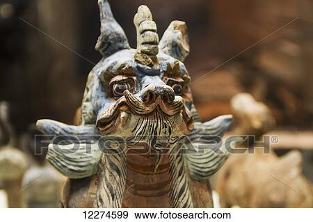 Stock Photo - Clay tomb guardian on display at the Kharkhorin Museum, Kharkhorin (Karakorum),? vÃƒÆ’Ã‚Â·rkhangai Province, Mongolia. Fotosearch