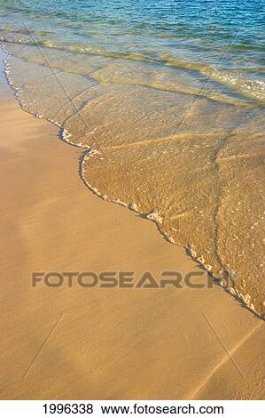 Clear Ocean Water On Golden Sand And Shoreline During Sunrise View Large Photo Image Stock Photo - Clear Ocean Water On Golden Sand And Shoreline During Sunrise. Fotosearch