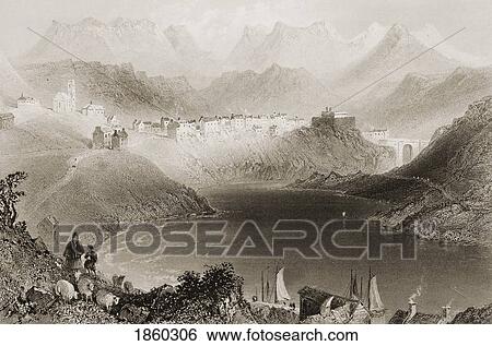 Stock Photograph - Clifden, Connemara, County Galway, Ireland. Drawn By W. H. Bartlett, Engraved By R. Brandard. From ÃƒÆ’Ã‚Â´The Scenery And Antiquities Of IrelandÃƒÆ’Ã‚Â¶ By N. P. Willis And J. Stirling Coyne. Illustrated From Drawings By W. H. Bartlett. Published London C. 1841.. Fotosearch