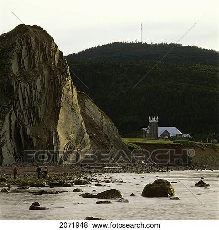 Cliff Of Mont-Joli And Saint-Michel Church At Perce Rock, Gaspe Coast, Quebec View Large Photo Image Stock Photo - Cliff Of Mont-Joli And Saint-Michel Church At Perce Rock, Gaspe Coast, Quebec. Fotosearch