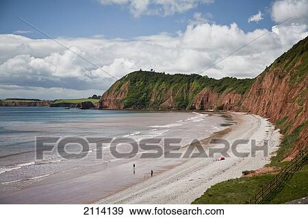 Stock Photo - Cliffs Along The Coast In Jacob's Ladder Bay; Sidmouth Devon England. Fotosearch