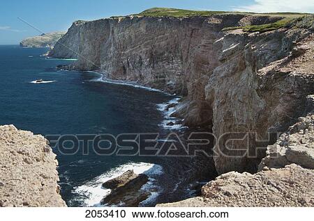Stock Image - Cliffs And Seascape, Boutte Du Cap, Cape St. George, Port Au Port Peninsula, Newfoundland.. Fotosearch