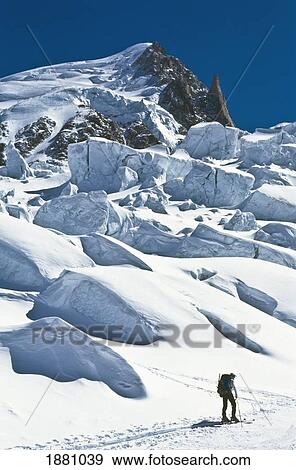 Stock Photo - Climber On Mt Blanc. Fotosearch