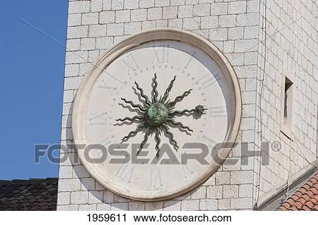 Stock Image - Clock Of The Bell Tower, Dubrovnik, Dubrovnik-Neretva, Croatia. Fotosearch