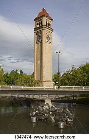 Picture - Clock Tower In Riverfront Park; Spokane, Washington, Usa. Fotosearch