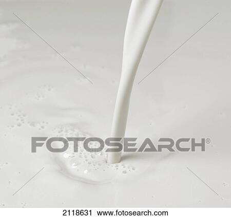 Stock Image - Close-Up Detail Of Milk Pouring. Fotosearch