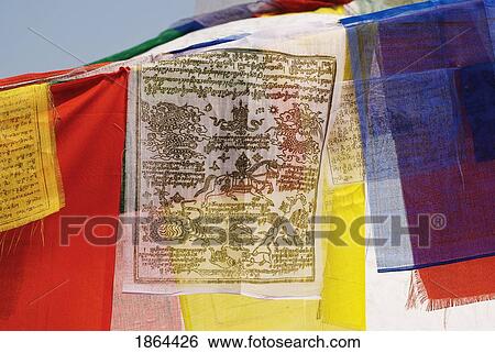Close-Up Detail Of Prayer Flags, Kathmandu, Nepal View Large Photo Image Stock Photograph - Close-Up Detail Of Prayer Flags, Kathmandu, Nepal. Fotosearch