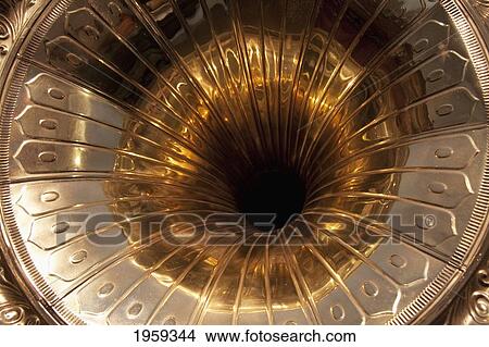 Close-Up Of A Gramophone Trumpet On Display At Siegfried's Mechanical Music Cabinet At Rudesheim In Hessen, Germany View Large Photo Image Picture - Close-Up Of A Gramophone Trumpet On Display At Siegfried's Mechanical Music Cabinet At Rudesheim In Hessen, Germany. Fotosearch