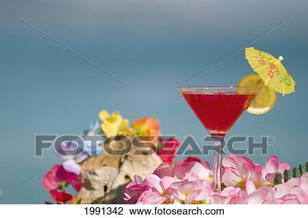 Stock Image - Close-Up Of A Refreshing Tropical Cocktail. Fotosearch