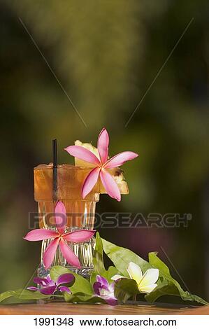 Stock Photo - Close-Up Of A Refreshing Tropical Cocktail. Fotosearch