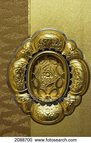 Stock Image - Close-Up Of A Traditional Japanese Sliding Door Handle; Koyasan Wakayama Japan. Fotosearch
