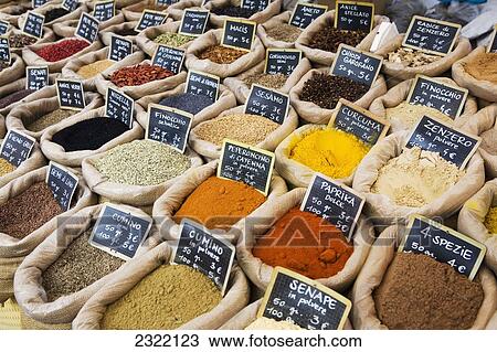 Close up of assorted spices in bags in market; Ferrara, Emilia-Romagna, Italy View Large Photo Image Stock Image - Close up of assorted spices in bags in market; Ferrara, Emilia-Romagna, Italy. Fotosearch
