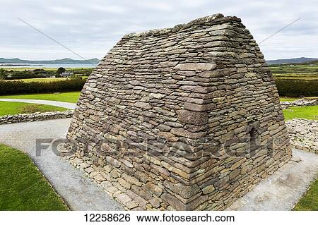 Close up of beehive stone structure, Gallarus Oratory; Gallarus, County Kerry, Ireland View Large Photo Image Stock Photograph - Close up of beehive stone structure, Gallarus Oratory; Gallarus, County Kerry, Ireland. Fotosearch