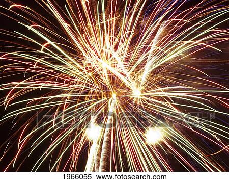 Stock Photography - Close Up Of Bright And Colorful 4Th Of July Fireworks.. Fotosearch