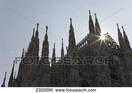 Close up of cathedral spires backlit; Milano, Lombardia, Italy View Large Photo Image Stock Photography - Close up of cathedral spires backlit; Milano, Lombardia, Italy. Fotosearch