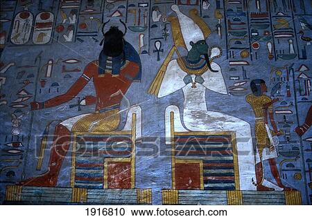 Stock Image - Close Up Of Decorated Wall Of Tomb Of Ramsessi I. Fotosearch