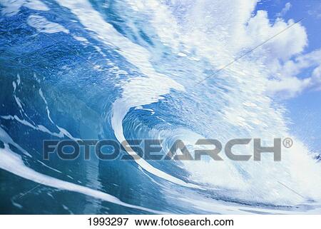 Close Up Of Large Curling Wave View Large Photo Image Stock Photo - Close Up Of Large Curling Wave. Fotosearch