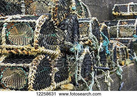 Close up of lobster/crab traps; Clifden, County Galway, Ireland View Large Photo Image Stock Image - Close up of lobster/crab traps; Clifden, County Galway, Ireland. Fotosearch