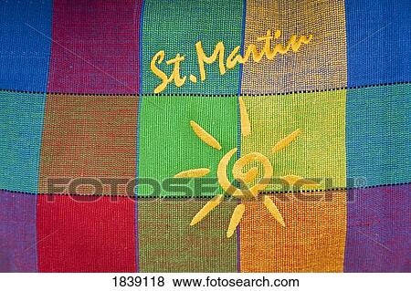 Stock Photo - Close-Up Of Multi Colored Bag; Marigot City, St. Martin Island, French Antilles, Caribbean. Fotosearch