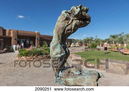 Stock Image - Close-Up Of Statue At Ojo Caliente Mineral Springs In Northern New Mexico Resort And Spa Near Santa Fe, New Mexico, Usa. Fotosearch