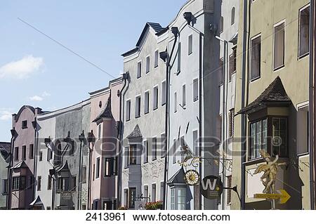 Close up of the fronts of buildings in old town centre; Rattenberg, Austria View Large Photo Image Stock Image - Close up of the fronts of buildings in old town centre; Rattenberg, Austria. Fotosearch