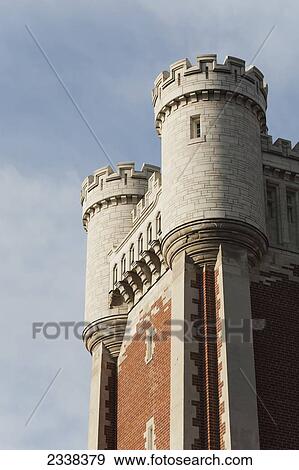 Close Up Of The Top Of A Castle Tower With Blue Sky And Clouds; Toronto, Ontario, Canada View Large Photo Image Stock Photo - Close Up Of The Top Of A Castle Tower With Blue Sky And Clouds; Toronto, Ontario, Canada. Fotosearch
