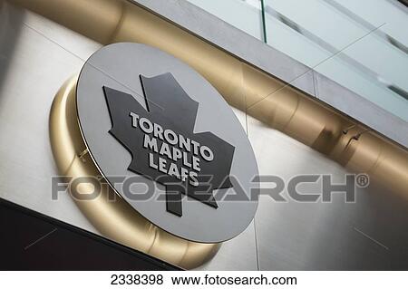 Stock Photo - Close Up Of Toronto Maple Leafs Logo With Lights; Toronto, Ontario, Canada. Fotosearch