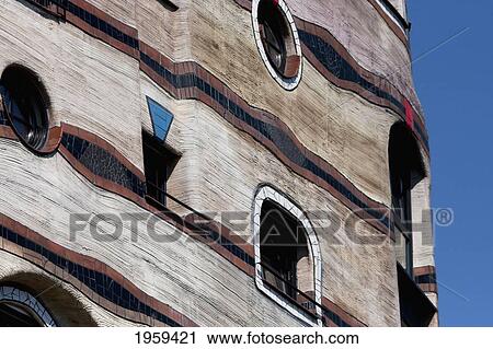 Stock Image - Close-Up Of Window On Waldspirale, A Residential Building Complex In Darmstadt, Germany. Fotosearch