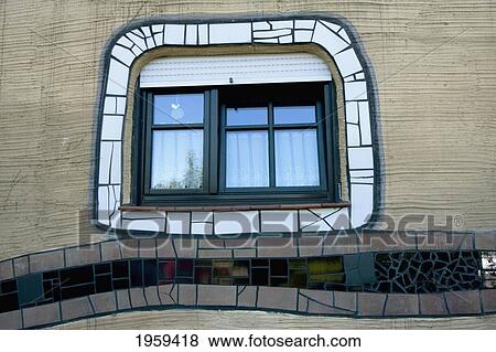 Close-Up Of Window On Waldspirale, A Residential Building Complex In Darmstadt, Germany View Large Photo Image Stock Photo - Close-Up Of Window On Waldspirale, A Residential Building Complex In Darmstadt, Germany. Fotosearch