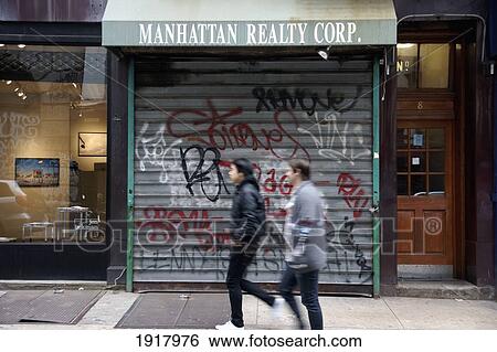 Stock Photograph - Closed Real Estate Offices In Manhattan. Fotosearch