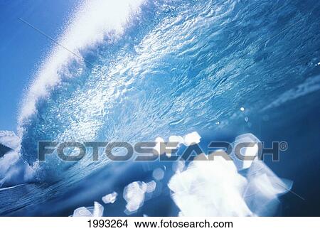 Closeup Of Inside Of Blue, Glassy Wave Curling Over View Large Photo Image Picture - Closeup Of Inside Of Blue, Glassy Wave Curling Over. Fotosearch