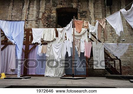Clothes On Clotheslines Prague, Czech Republic View Large Photo Image Stock Photograph - Clothes On Clotheslines Prague, Czech Republic. Fotosearch
