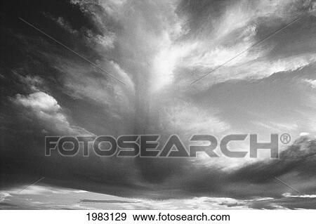 Stock Photo - Cloud Formations Over Ocean (Black And White Photograph).. Fotosearch