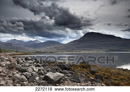Stock Photo - Cloudy Skies Over The Peninsula; Applecross Peninsula Highlands Scotland. Fotosearch