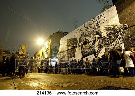 Stock Image - Clubbers Queuing At A Kitsune Maison Party At Village Underground In East London, London, Uk. Fotosearch