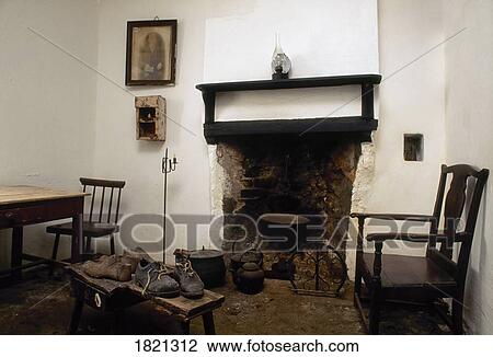 Co Antrim Ireland Interior View Of A Traditional Irish Cottage