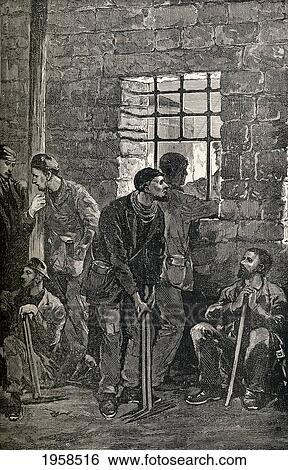 Stock Photograph - Coal Miners Waiting To Go On Their Shift. From The World's Inhabitants By G. T. Bettany Published 1888.. Fotosearch