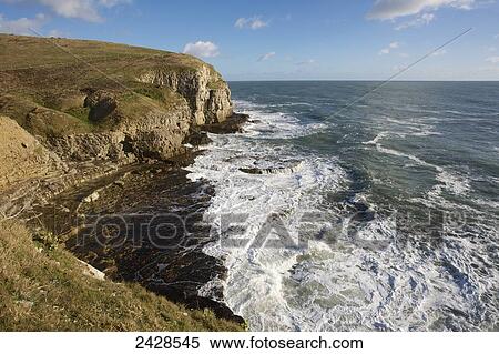 Stock Photography - Coastal cliffs on the Isle of Purbeck; Dorset, England. Fotosearch